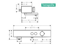 MEDIDAS TERMOSTATICA BAÑERA SHOWERTABLET SELECT HANSGROHE